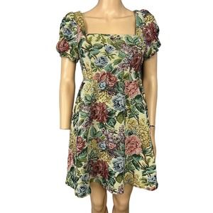 DONATING SOON 10/16 LAST CALL Tapestry Babydoll Floral Puff Sleeve Dress